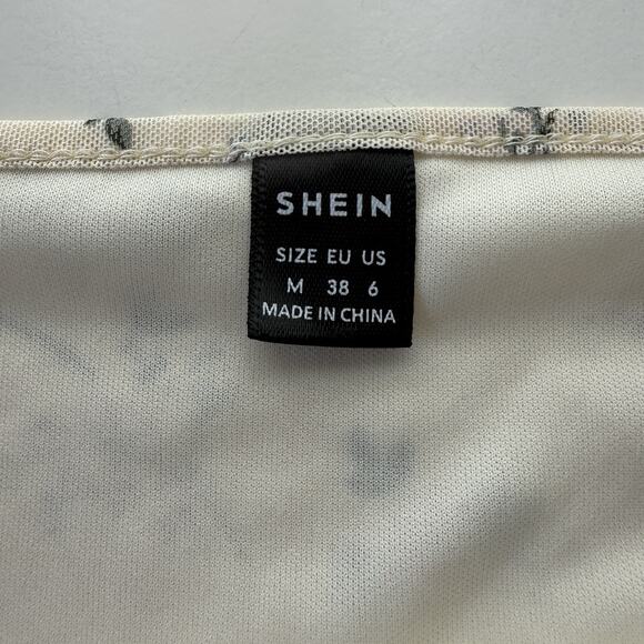 SHEIN Floral Slip Dress Light Yellow Ditsy Lettuce Hem Y2K Style Size Medium - Picture 6 of 10